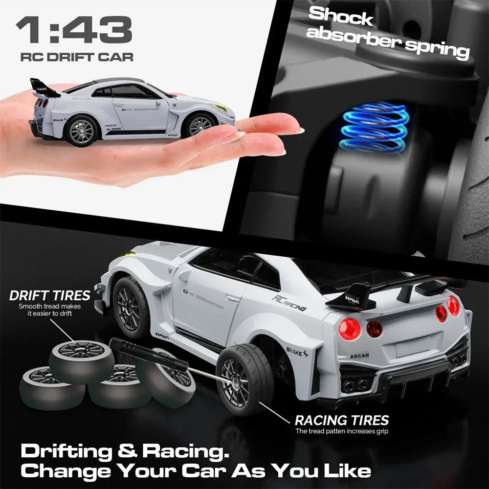 Hstar 1:43 RC Drift Car 2.4GHz 4WD Alloy 20 km/h High-Speed RC Racing Car with Gyro