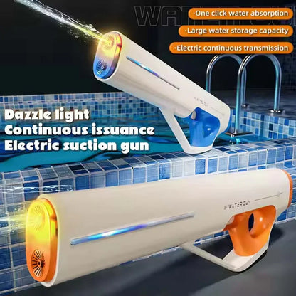 Automatic Electric Water Gun with 30-35M Long-Range, High-Capacity Soaker – Powerful Electric Water Blaster with LED Lights for Kids 3+ & Adults, Waterproof Outdoor Summer Pool Toy - Jaiman Toys