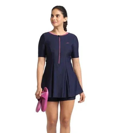 Speedo Women’s Endurance10 UPF 40+ Swimdress – True Navy & Hot Mauve, Size 40 - Jaiman Toys