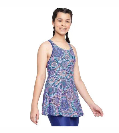 Speedo Girl's Endurance 10 Printed Racerback Swimdress with Boyleg – Ammonite & Soft Coral, UPF 40+ - Jaiman Toys