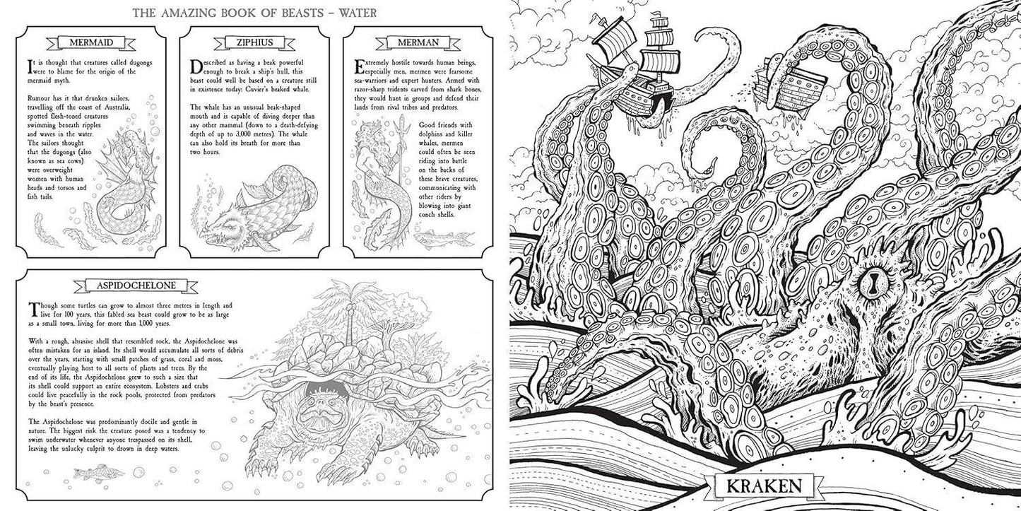 The Book of Beasts: Color and Discover – A Mythical Journey Illustrated by Angela Rizza | Written & Edited by Jonny Marx - Jaiman Toys