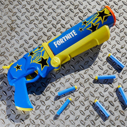 Nerf Fortnite Half Tone Hero Blaster, Bonus Code to Unlock Half Tone Hero Wrap in The Game, Break Open Loading, 12 Nerf Elite Darts - Jaiman Toys