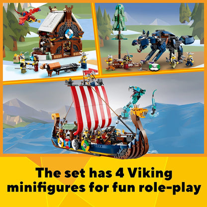 (Box Damage) LEGO 31132 Creator 3in1 Viking Ship & The Midgard Serpent  Building Kit (1,192 Pcs)