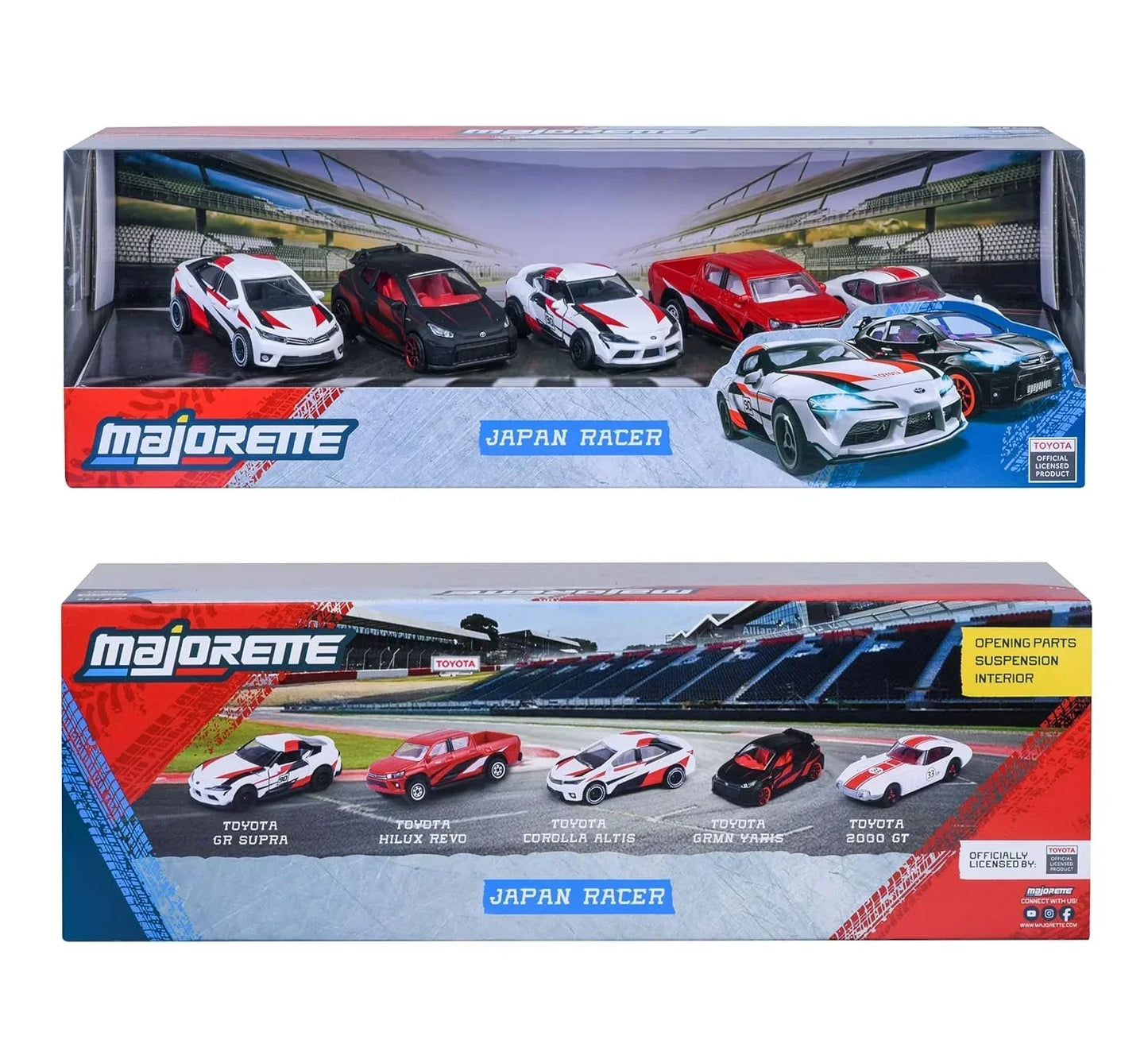 Majorette Japan Racer Die-Cast Car Set (5 Cars) | Toyota Licensed JDM Racing Models | Metal Body | 1:64 Scale | 3+ Years