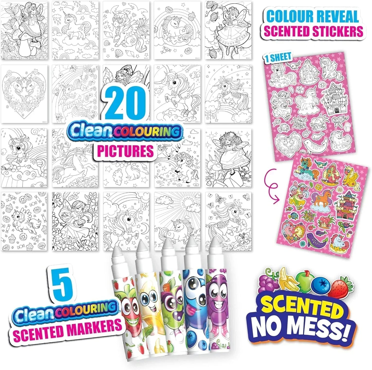 Scentos CleanColouring Markers Enchanted Set Mess Free Scented Coloring Fun - Jaiman Toys