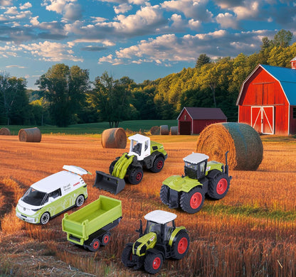 Majorette Farm Vehicle Gift Pack – CLAAS Tractor Toy Set with Trailer & Farm Machines | Die-Cast Vehicles (5 Pieces)