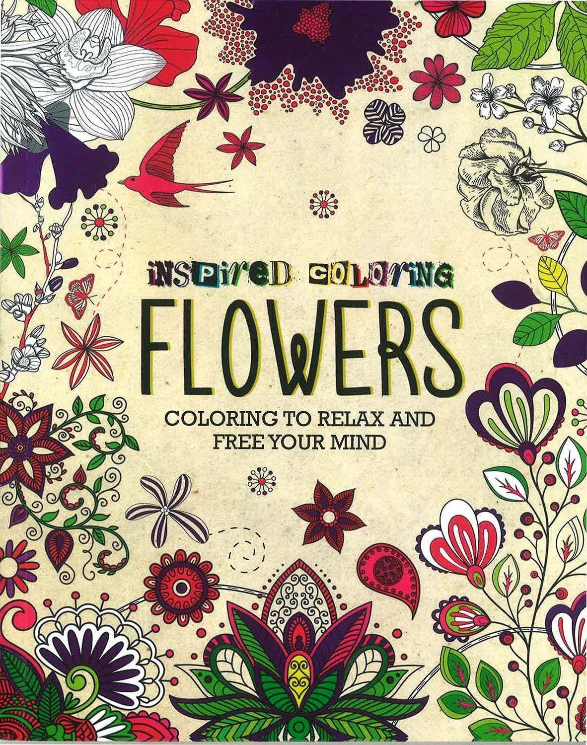 Flowers Adult Coloring Book: Relax and Free Your Mind (Inspired Coloring by Parragon) - Jaiman Toys