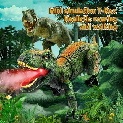 Remote Control 2.4GHz Steam Dinosaur Toy with Light, Sound & Red Mist Spray – RC Walking T-Rex for Kids