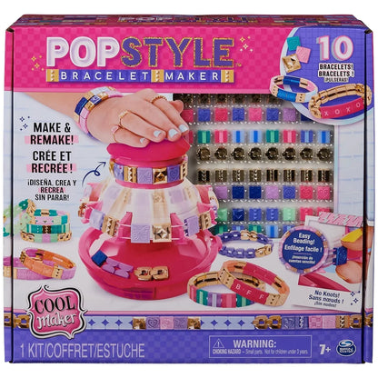 Cool Maker - POPSTYLE Bracelet Maker - Friendship Bracelet Making Kit - 1 Machine with Storage, 170 Beads and 22 Reusable Elastic Bands - Jaiman Toys