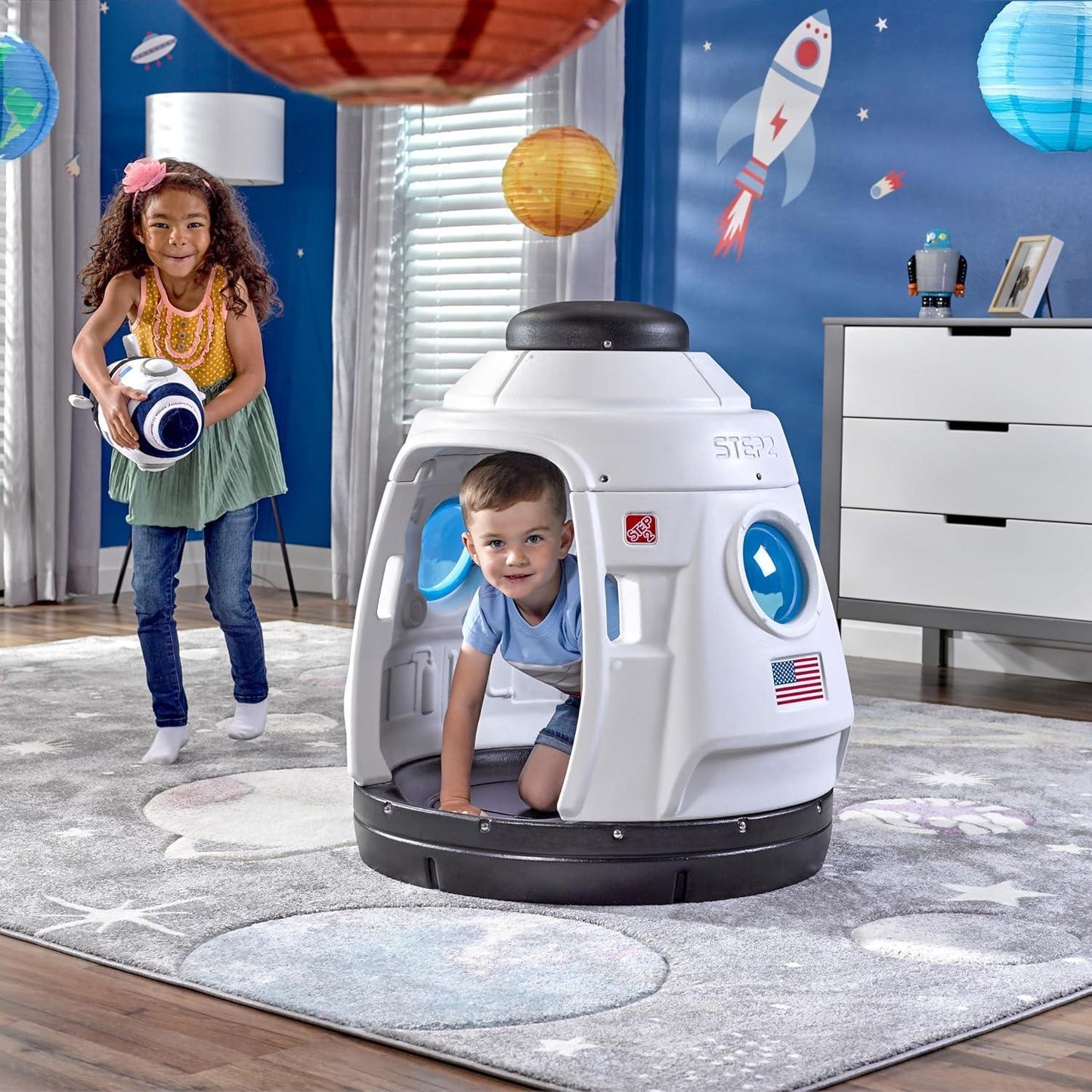 Step2 Space Capsule Swing – Rocketship Outdoor/Indoor Swing for Kids Aged 3–7, 2-Seater - Jaiman Toys