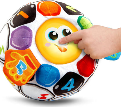 VTech Bright Lights Soccer Ball Interactive Musical Learning Toy with Lights, Sounds, Songs & Educational Activities | Soft Plush Sensory Ball for Babies & Toddlers