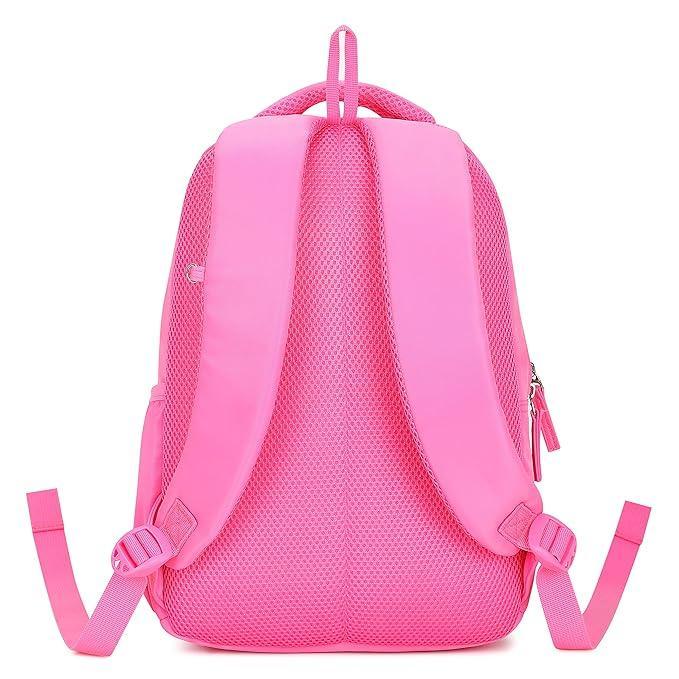 Genie Valerie Kids Backpacks, 15 inches, Cute, Colourful bags for girls, Water Resistant and Lightweight. 3 compartment with Happy Pouch - Jaiman Toys