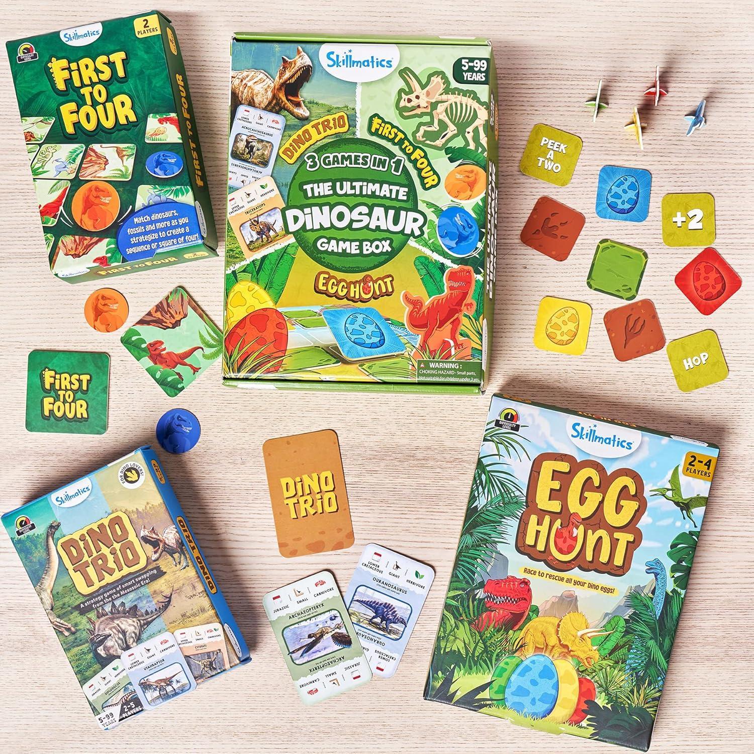 Skillmatics Ultimate Dinosaur Game Box - 3 Family Friendly Games in 1, Perfect for Kids Ages 5 and Up, Great Gift - Jaiman Toys