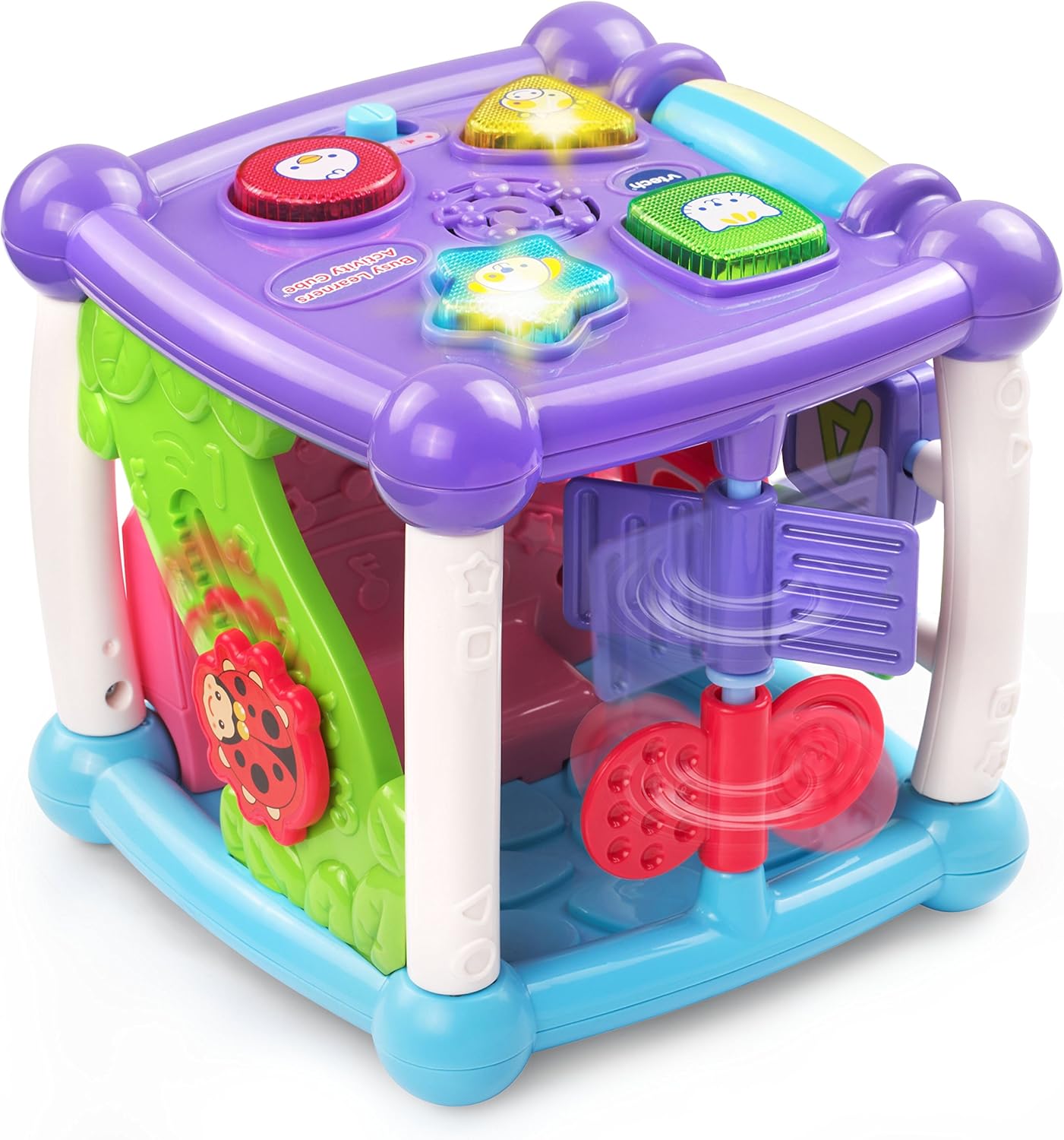 VTech Busy Learners Activity Cube | Interactive Learning Cube with Lights, Sounds, Music & Educational Activities | Purple