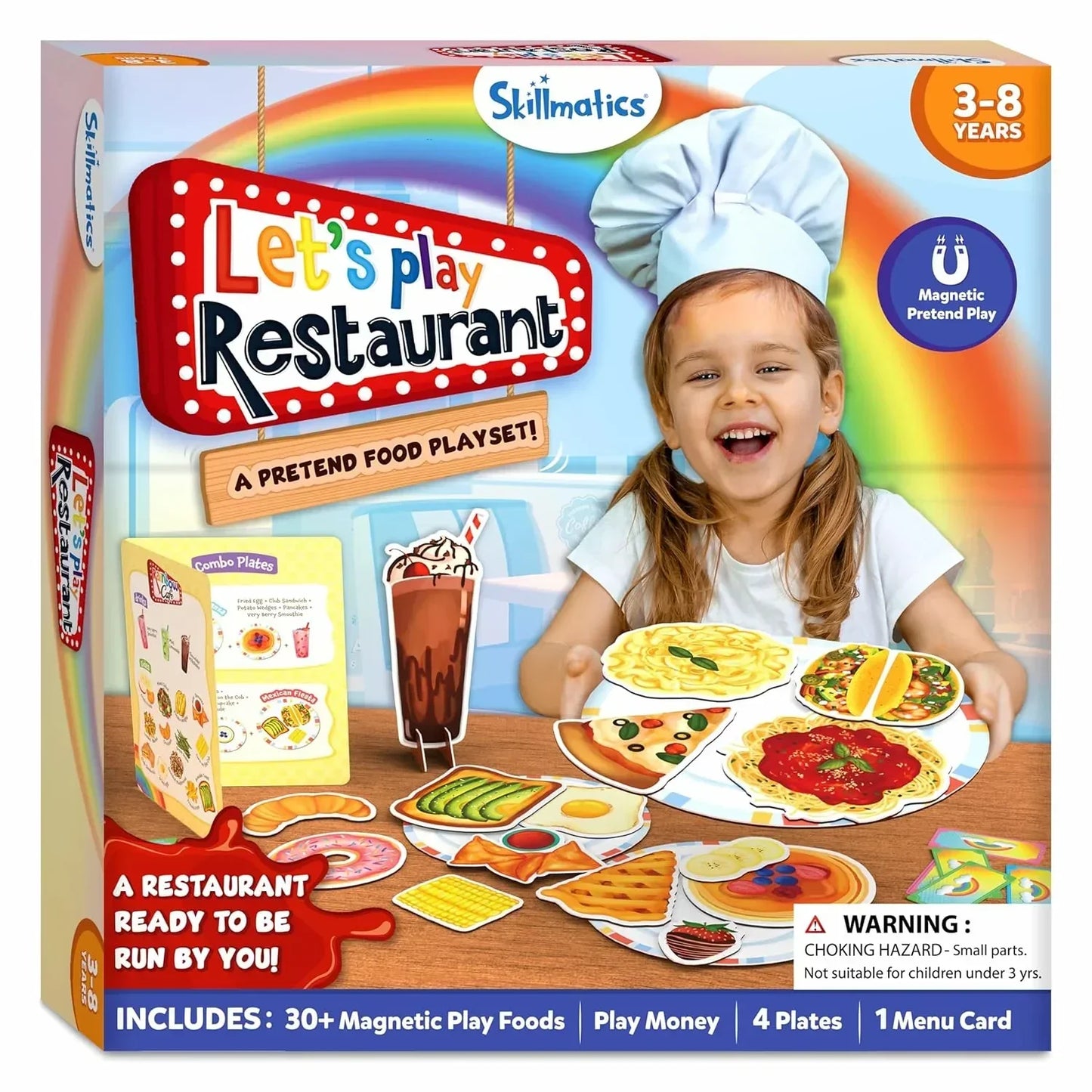 Skillmatics Pretend Play Playset - Restaurant Playset, 30+ Magnetic Food Items for Child's Play, Restaurant Toys, Back-to-School Kitchen Accessories, Gifts for Kids, Toddlers, Ages 3, 4, 5, 6, 7, 8 - Jaiman Toys