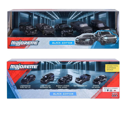 Majorette Black Edition Die-Cast Car Set (5 Cars) | Premium All-Black Models | Metal Body | 1:64 Scale | 3+ Years