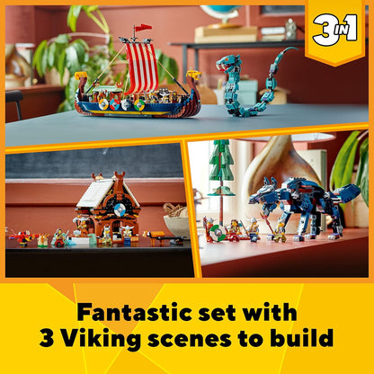(Box Damage) LEGO 31132 Creator 3in1 Viking Ship & The Midgard Serpent  Building Kit (1,192 Pcs)