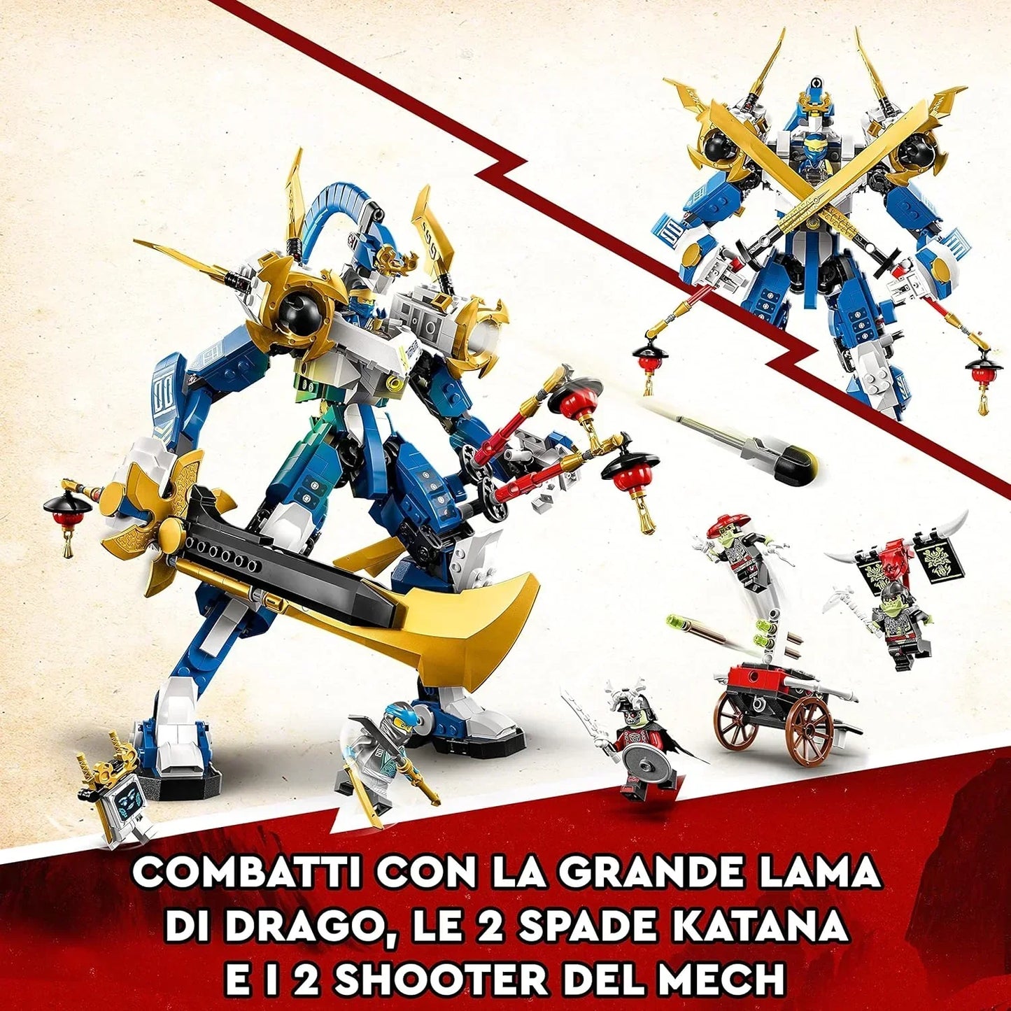 LEGO NINJAGO 71785 Jay’s Titan Mech, Large Action Figure Set, Battle Toy for Kids, Boys and Girls with 5 Minifigures & Stud-Shooting Crossbow