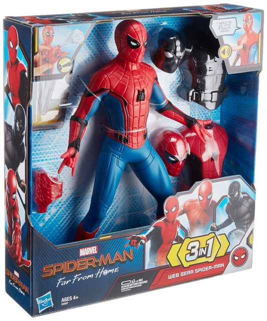 SPIDER-MAN Marvel Plastic Far From Home Deluxe 13-Inch-Scale Web Gear Action Figure With Sound Fx, Suit Upgrades, And Web Blaster Accessory - Multicolor - Jaiman Toys