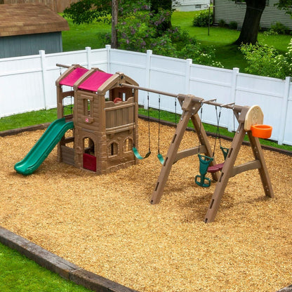 Step2 Naturally Playful Adventure Lodge Play Center with Glider – Kids Outdoor Activity Set - Jaiman Toys