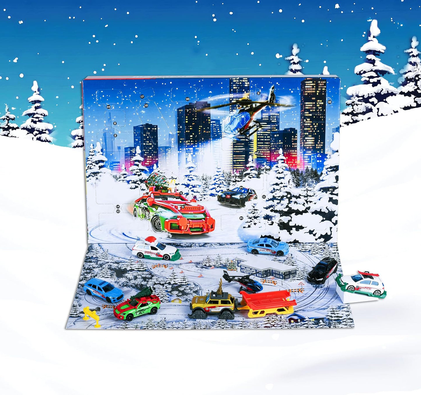 Majorette Advent Calendar Die-Cast Car Gift Set | 24 Surprises with 8 Metal Cars & Accessories