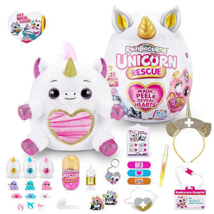 Rainbocorns Unicorn Rescue Surprise, Daxelle - Collectible Plush - Giant Egg, Over 25 Surprises Inside, 35 cm, Cuddle Plush Stuffed Animal, Rings, Stickers,... - Jaiman Toys