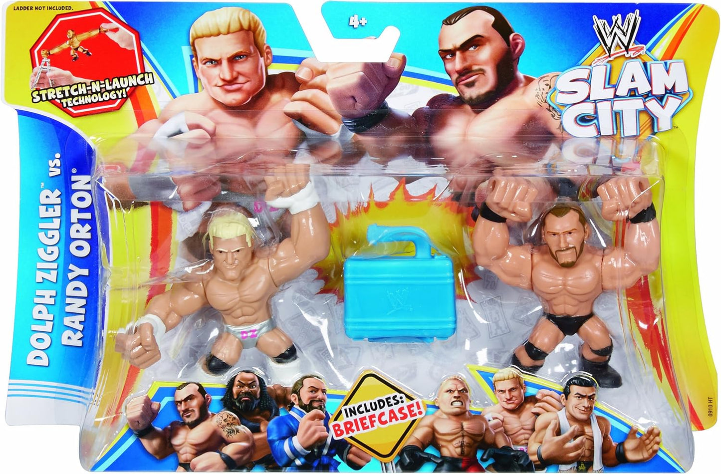 (Damaged Box) WWE Slam City Dolph Ziggler vs Randy Orton Figure Set with Briefcase Accessory 8cm | WWE Wrestling Action Figures for Kids 4+