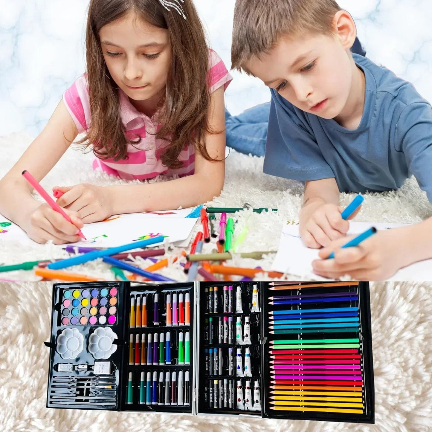 Unicorn Art Set – 145+ Piece Drawing & Painting Kit for Kids 5+ (LABUBU) - Jaiman Toys