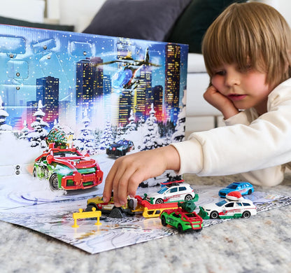 Majorette Advent Calendar Die-Cast Car Gift Set | 24 Surprises with 8 Metal Cars & Accessories