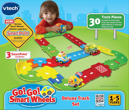 VTech Go! Go! Smart Wheels Deluxe Track Playset | Expandable Interactive Track Set with SmartPoint Technology & Multiple Track Pieces for Toddlers