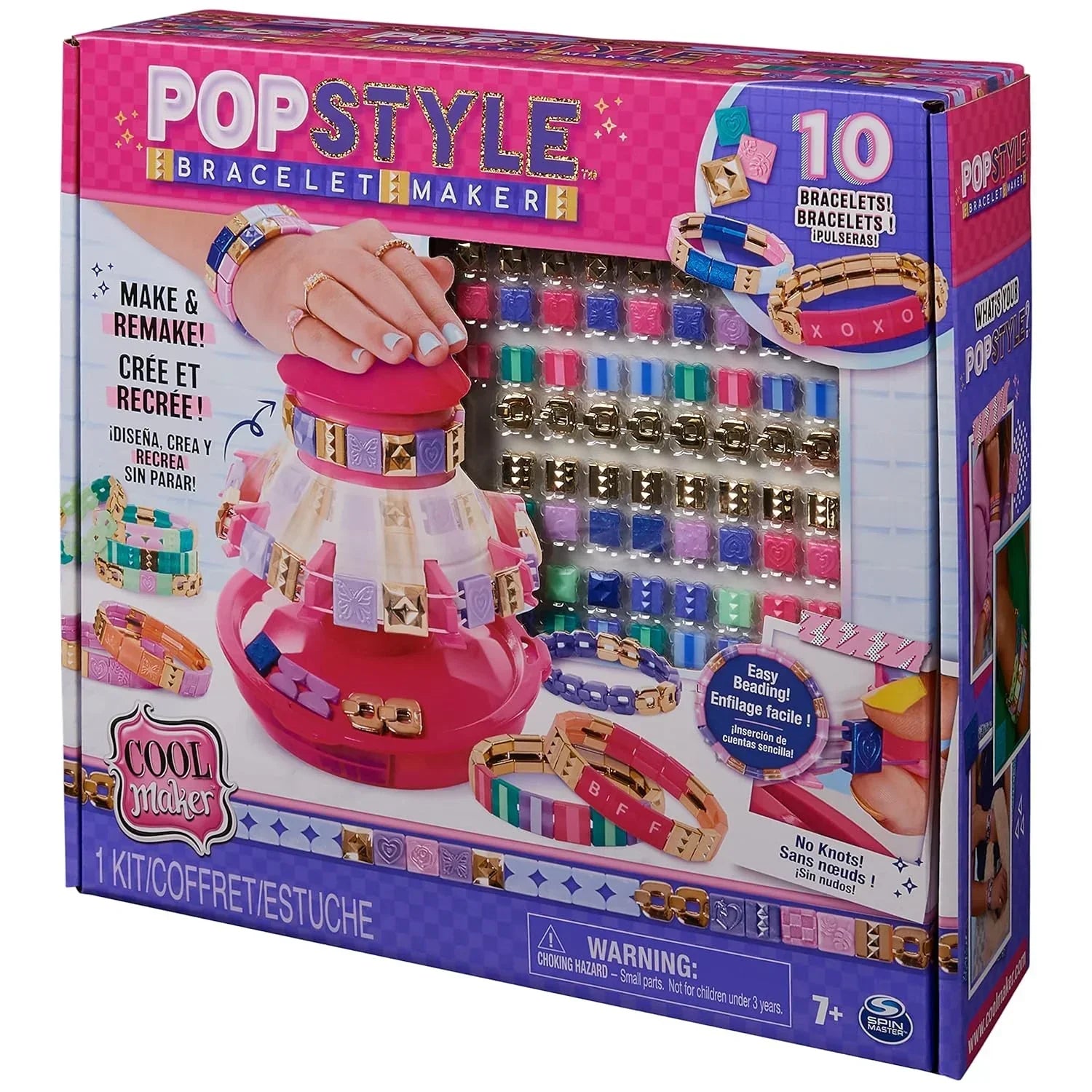 Cool Maker - POPSTYLE Bracelet Maker - Friendship Bracelet Making Kit - 1 Machine with Storage, 170 Beads and 22 Reusable Elastic Bands - Jaiman Toys