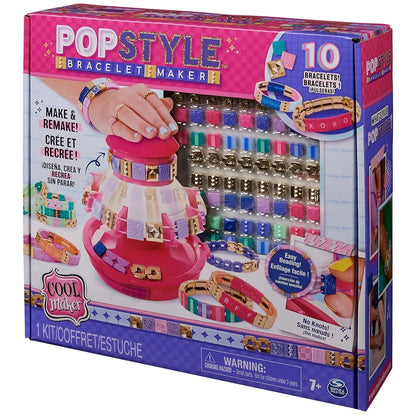 Cool Maker - POPSTYLE Bracelet Maker - Friendship Bracelet Making Kit - 1 Machine with Storage, 170 Beads and 22 Reusable Elastic Bands - Jaiman Toys