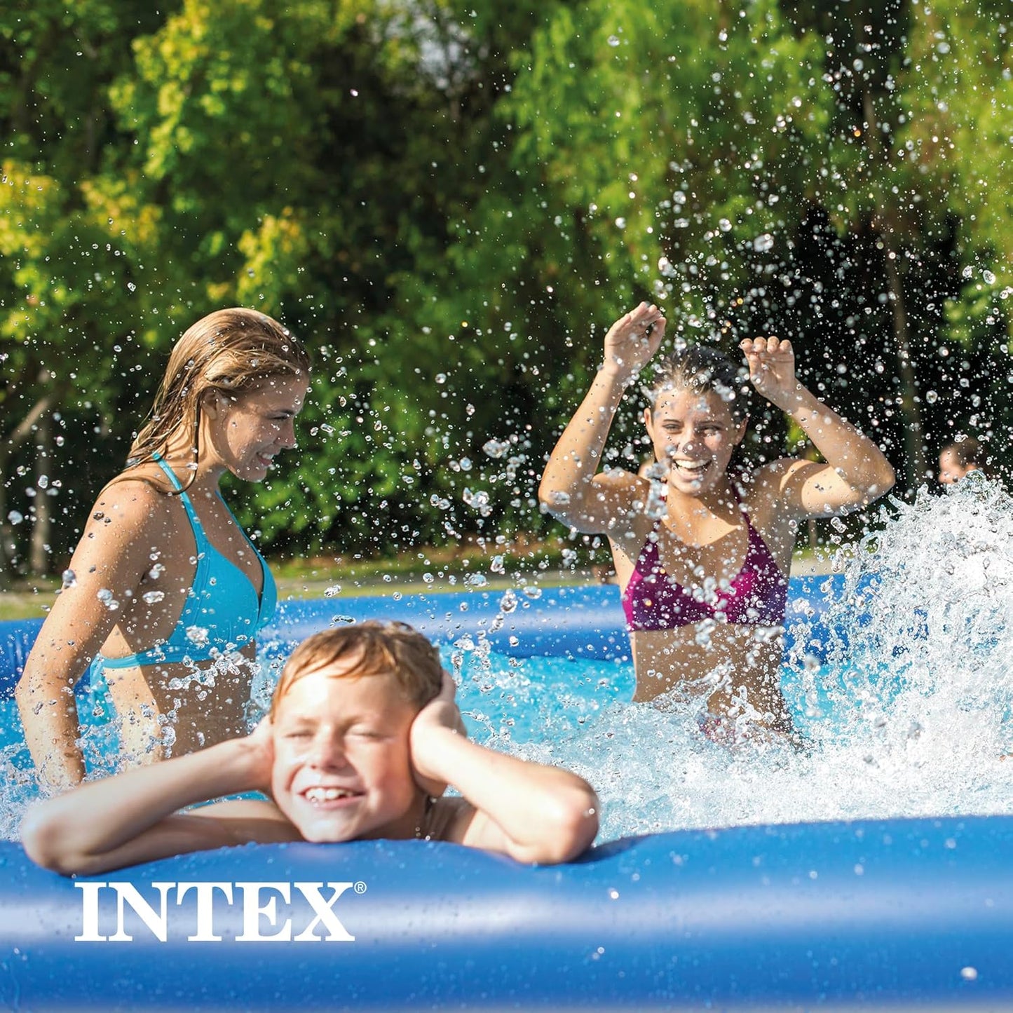Intex Easy Set Swimming Pool 28158 – 15 ft x 33 in (457 × 84 cm) Inflatable Family Pool | Large Backyard Swimming Pool