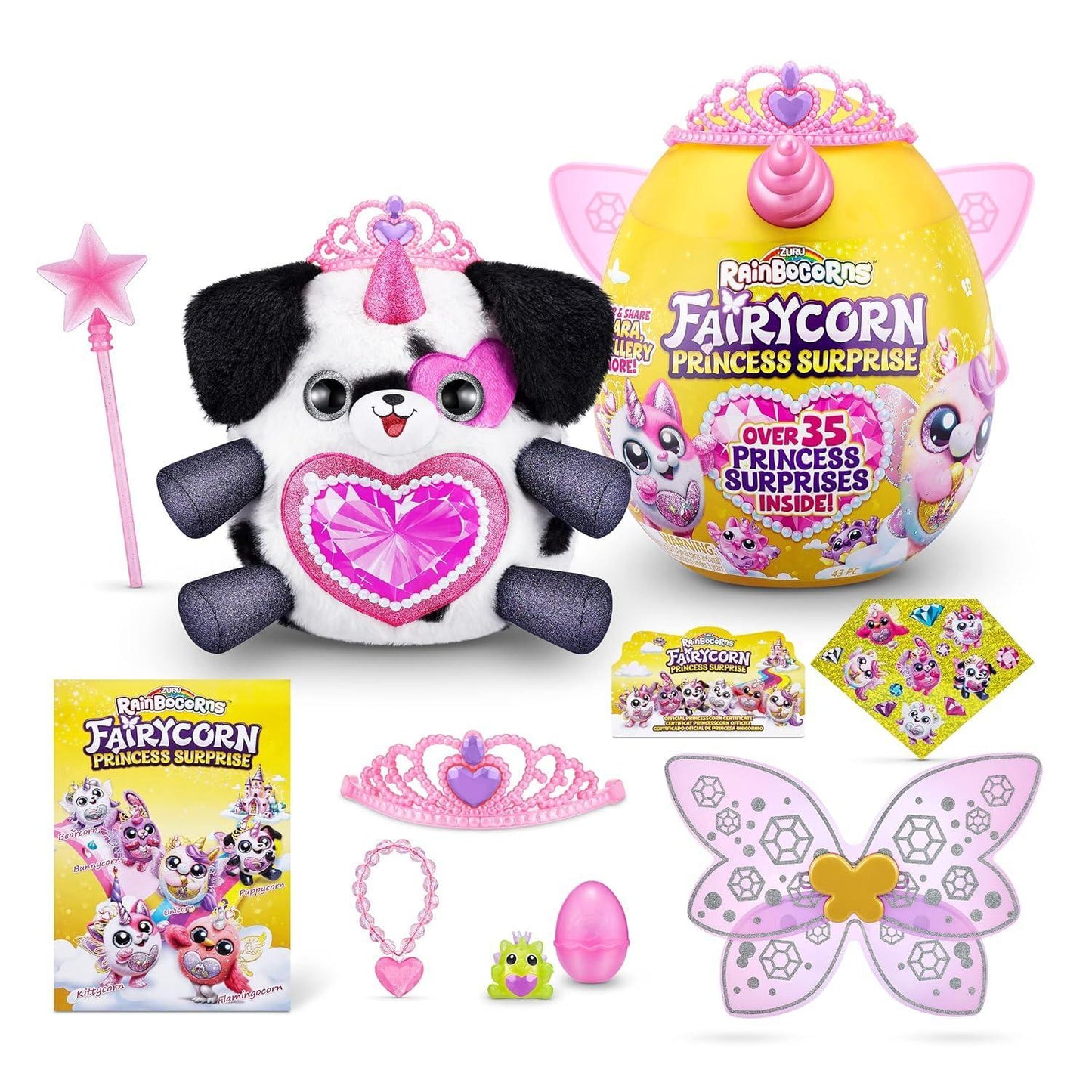 Rainbocorns Fairycorn Princess Surprise (Puppy) by ZURU 11" Collectible Plush Stuffed Animal, Surprise Egg, Wearable Fairy Wings, Magical Fairy Princess, Ages 3+ for Girls, Children - Jaiman Toys