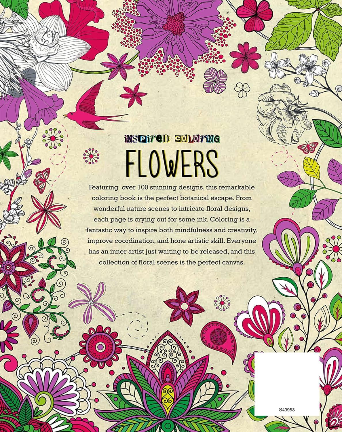 Flowers Adult Coloring Book: Relax and Free Your Mind (Inspired Coloring by Parragon) - Jaiman Toys
