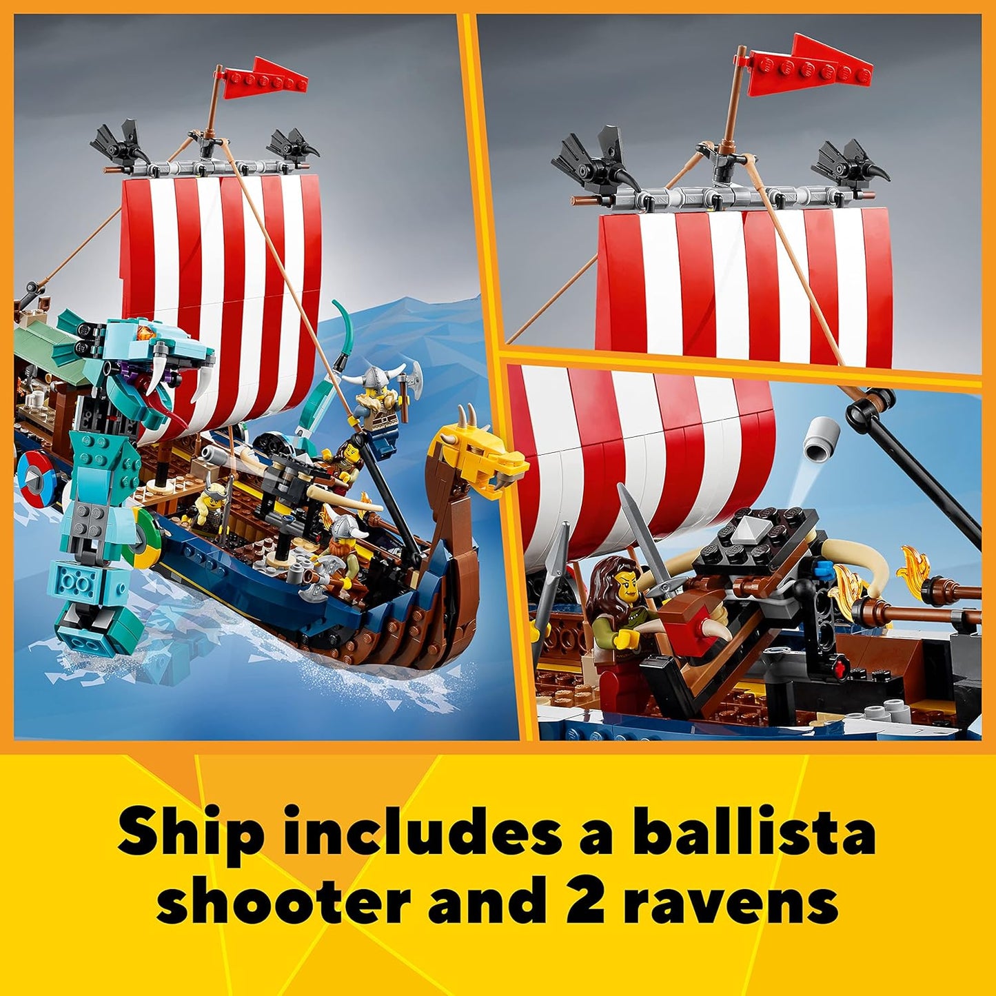 (Box Damage) LEGO 31132 Creator 3in1 Viking Ship & The Midgard Serpent  Building Kit (1,192 Pcs)