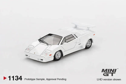 Mini GT 1:64 Lamborghini Countach 25th Anniversary White Diecast Car | Premium Collector Scale Model