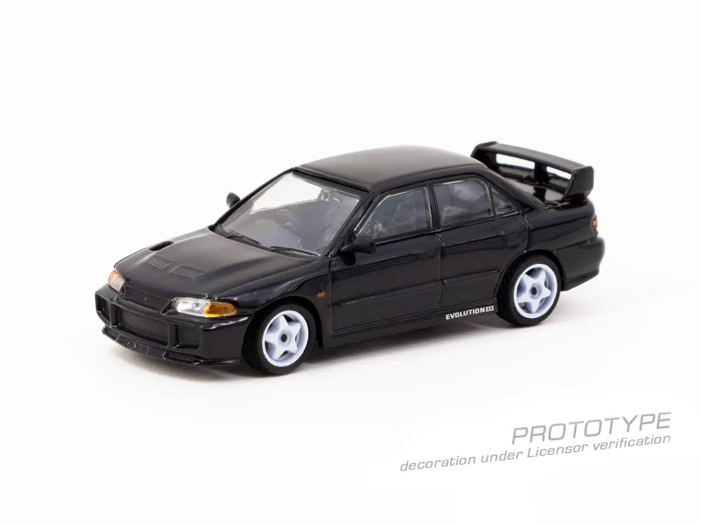 Tarmac Works GLOBAL64 1:64 Mitsubishi Lancer GSR Evolution III Black Diecast Model Car (T64G-050-BK)