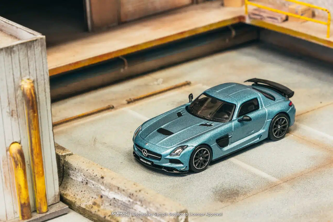 Tarmac Works GLOBAL64 1:64 Mercedes-Benz SLS AMG Coupé Black Series Matte Blue Diecast Model Car (T64G-027-MB)