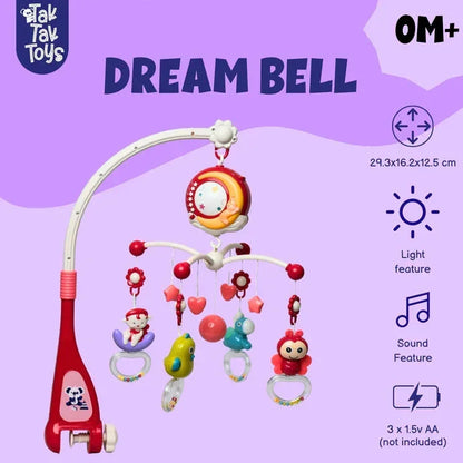Nubo DreamBell – Musical Baby Bedside Bell with Light Projection | Rotating Crib Mobile for Newborns | Soothing Sleep Toy (0+ Months)