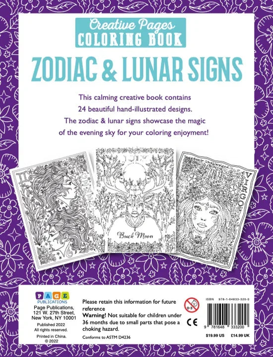 Creative Pages Coloring Book Zodiac & Lunar Signs - Jaiman Toys