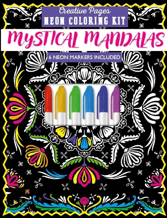 Creative Pages Neon Coloring Kit Mystical Mandalas - Jaiman Toys