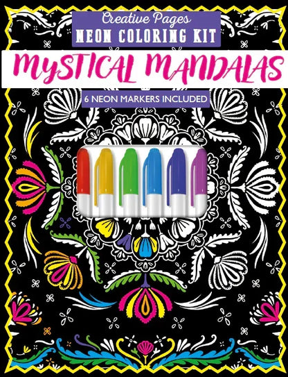 Creative Pages Neon Coloring Kit Mystical Mandalas - Jaiman Toys