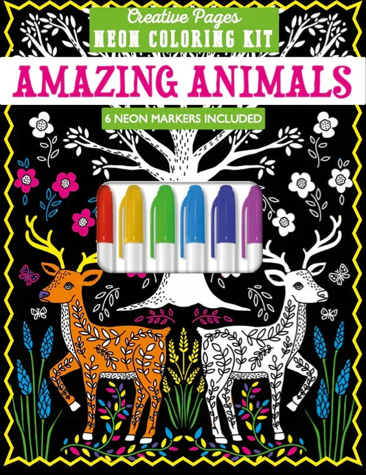 Creative Pages Neon Coloring Kit Amazing Animals - Jaiman Toys