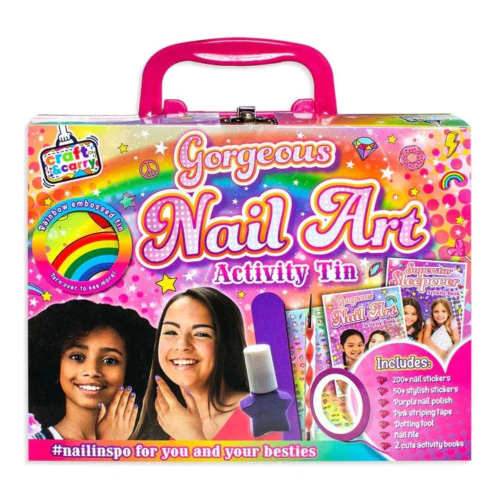 Craft & Carry Gorgeous Nail Art Activity Tin Nail Set - Jaiman Toys