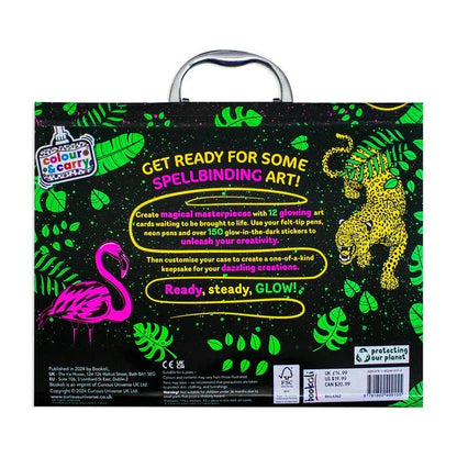 Glow In The Dark Neon Art Kit Animals Colour And Carry Set - Jaiman Toys