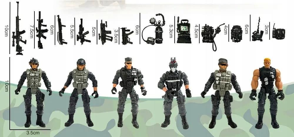 S.W.A.T. Special Police Action Figure Playset | 6 Special Weapons & Tactics Commandos with Tactical Accessories | Military Police Toy Set for Kids | Role Play & Collectible Figures