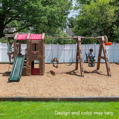 Step2 Naturally Playful Adventure Lodge Play Center with Glider – Kids Outdoor Activity Set - Jaiman Toys