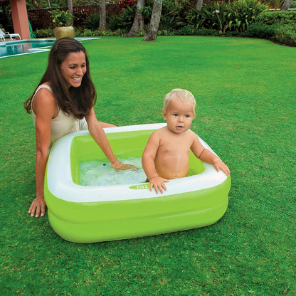 Intex 57100 Inflatable Square Swimming Pool 34" x 34" x 10" – Kids & Family Outdoor Garden Pool for Summer Water Fun
