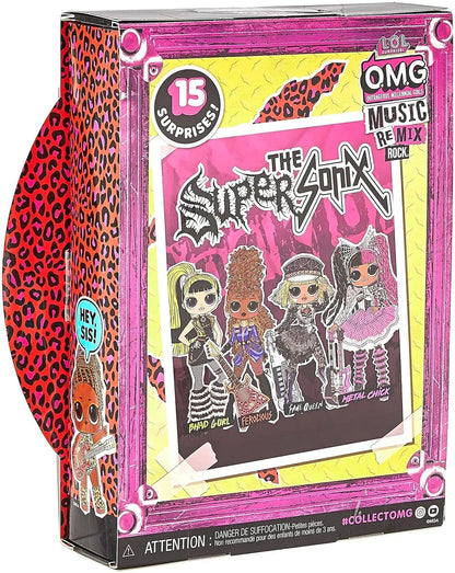 LOL Surprise OMG Remix Rock Ferocious Fashion Doll with 15 Surprises Including Bass Guitar, Outfit, Shoes, Stand, Lyric Magazine, &amp; Record Player Playset, Kids Gift, Toys for Girls Boys Ages 4 5 6 7+ - Jaiman Toys